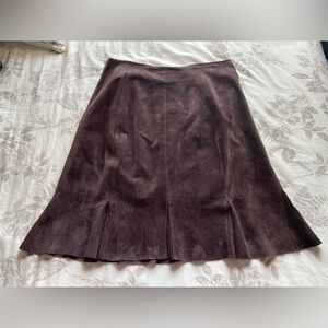 VTG Suede Leather Chocolate Brown Mini Skirt 14 Western Festival Forest Fairy